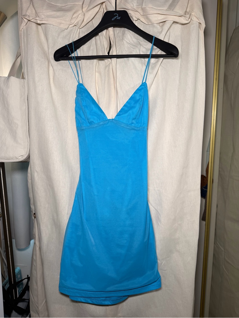 Fashion Nova Butterfly Back Blue Spaghetti Strap Dress